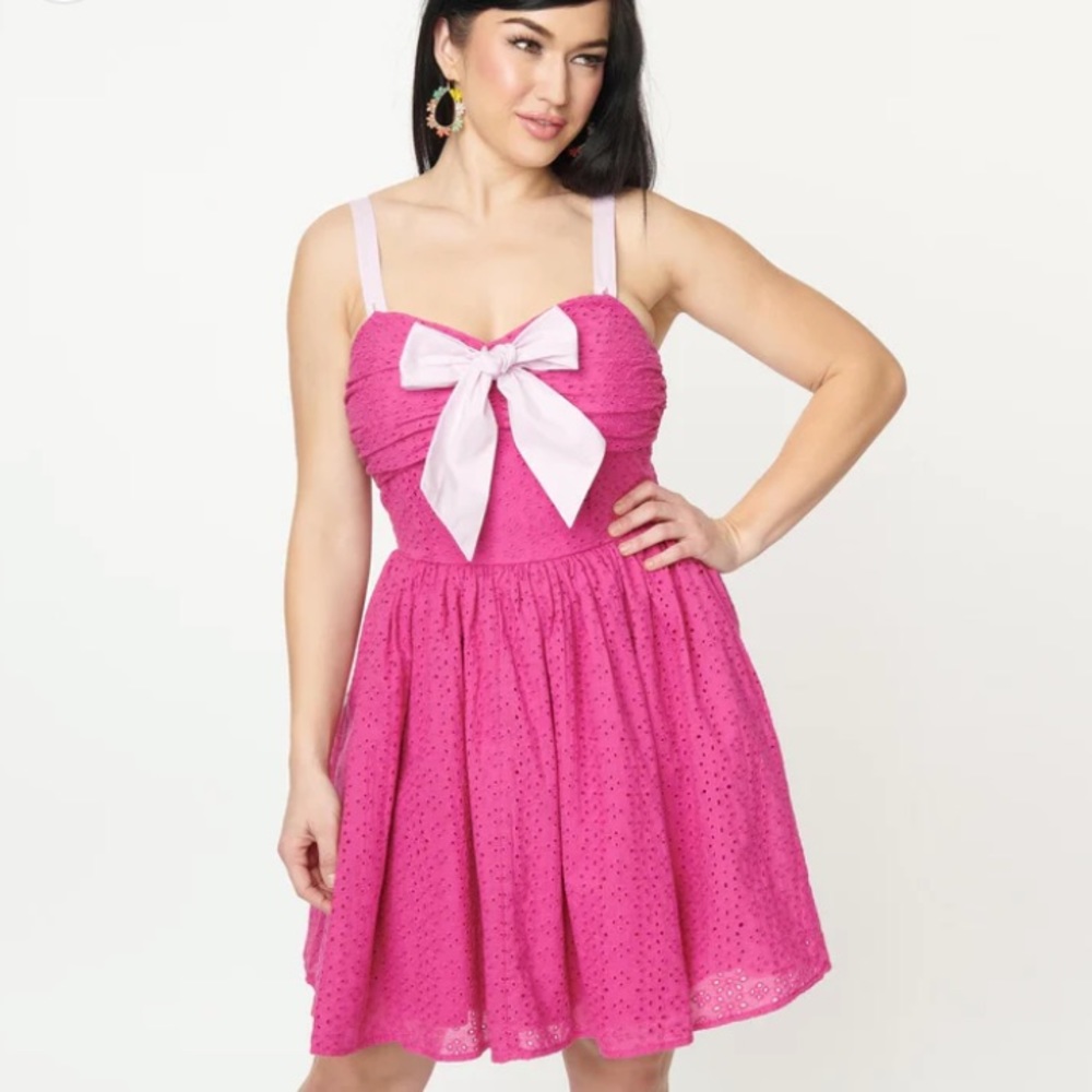 NWOT Fuchsia Eyelet Golightly Flare Dress